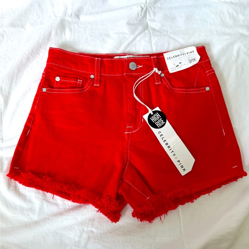 Celebrity Pink Red High Waist Shorts Sz. 3 / 26